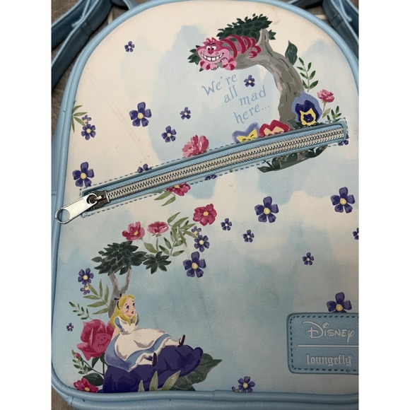 Loungefly Mini Backpack Womens Blue Disney Alice Wonderland Cheshire Cat - Picture 3 of 9